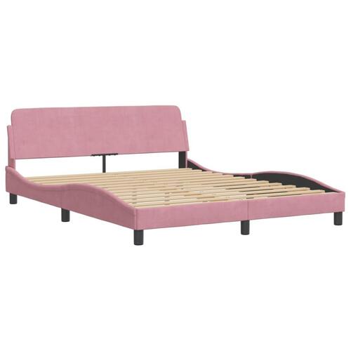 Seng med madras 160x200 cm velour lyserød
