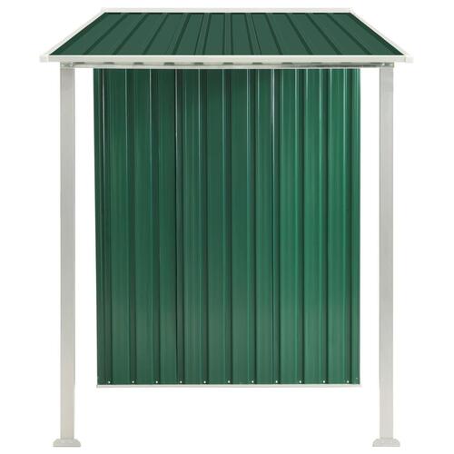 Haveskur med skydedøre 386 x 131 x 178 cm stål grøn