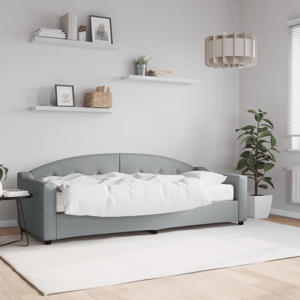 Daybed med madras 80x200 cm stof lysegrå