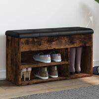 Skobænk 82x32x45,5 cm konstrueret træ røget egetræsfarve