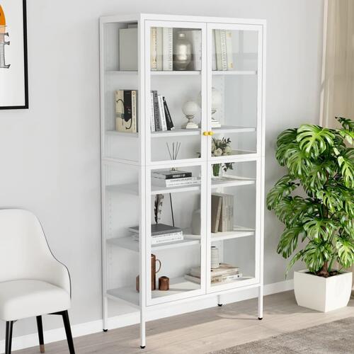 Udstillingsskab 90x40x180 cm stål og hærdet glas hvid