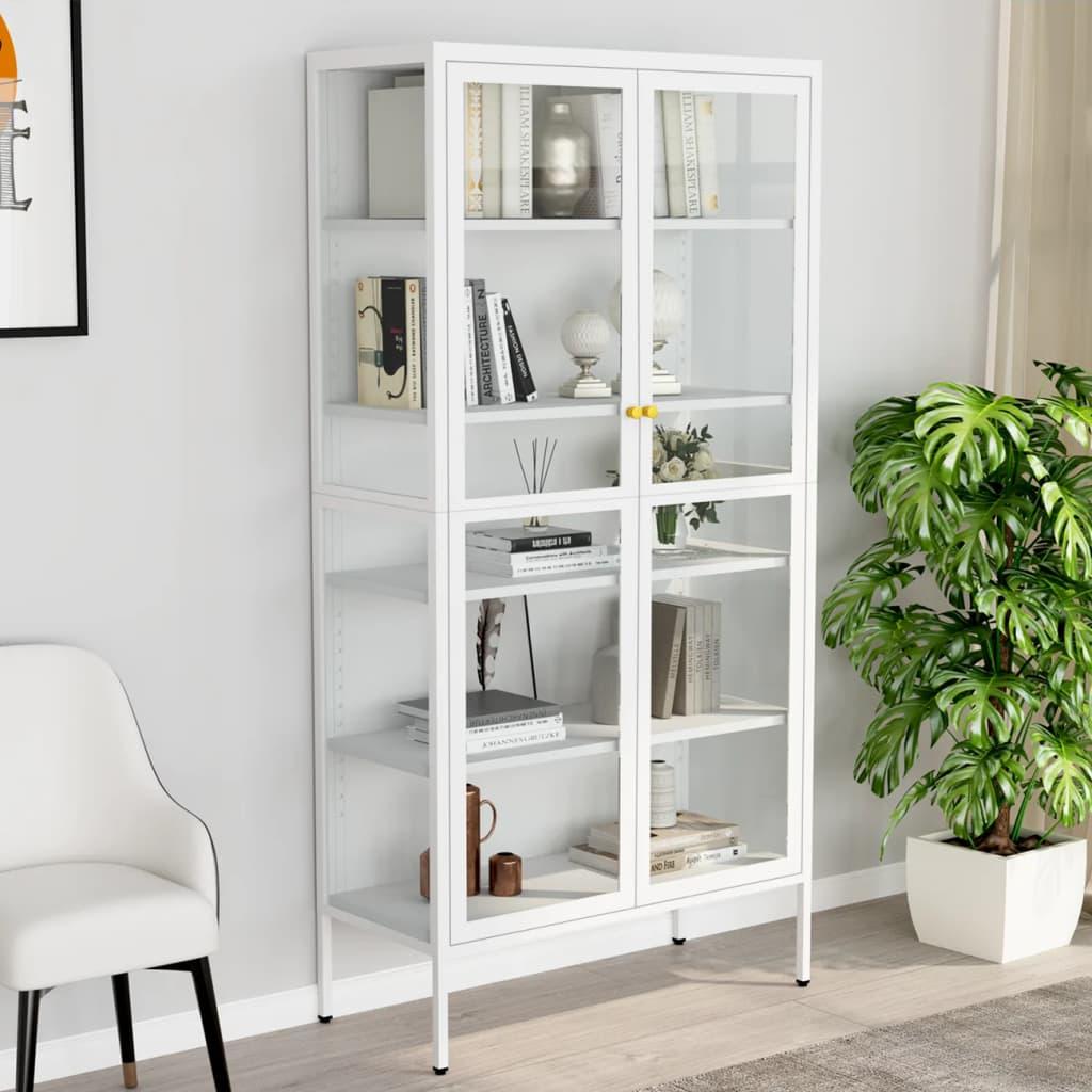 Udstillingsskab 90x40x180 cm stål og hærdet glas hvid