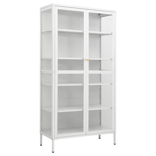 Udstillingsskab 90x40x180 cm stål og hærdet glas hvid