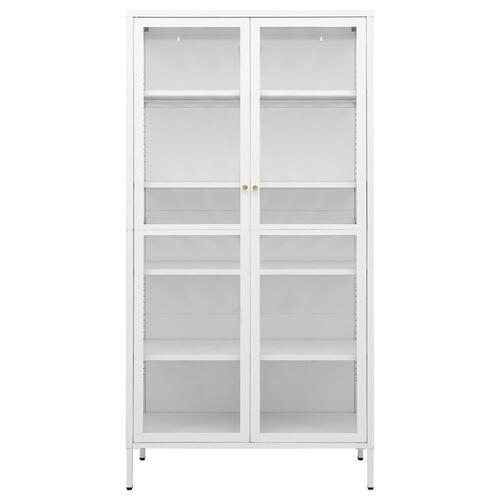 Udstillingsskab 90x40x180 cm stål og hærdet glas hvid