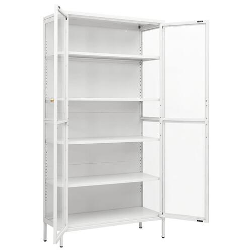 Udstillingsskab 90x40x180 cm stål og hærdet glas hvid