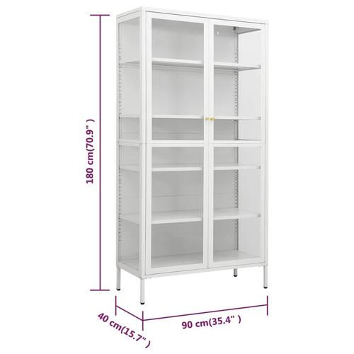 Udstillingsskab 90x40x180 cm stål og hærdet glas hvid