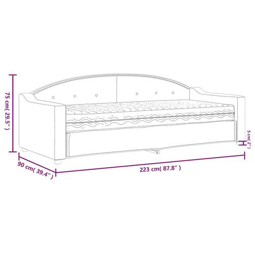 Daybed med madras 80x200 cm stof lysegrå