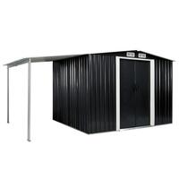 Haveskur med skydedøre 386 x 205 x 178 cm stål antracitgrå