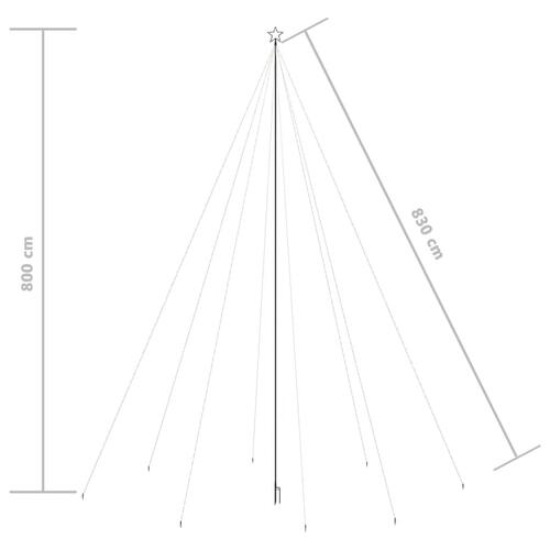 LED-juletræ 1300 LED'er 8 m inde/ude koldt hvidt lys