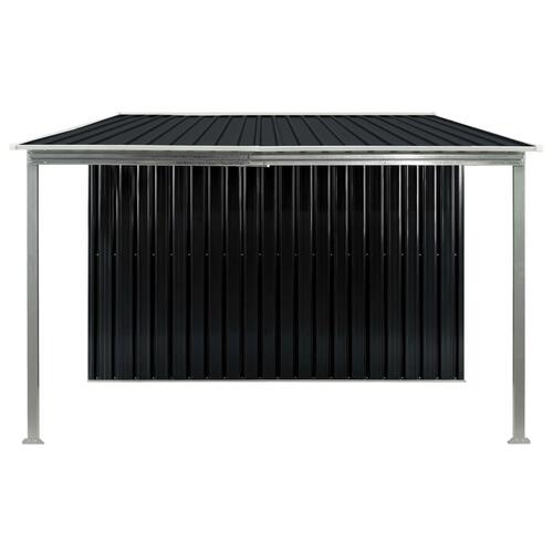 Haveskur med skydedøre 386 x 205 x 178 cm stål antracitgrå