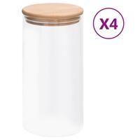 Opbevaringsglas med bambuslåg 4 stk. 1200 ml