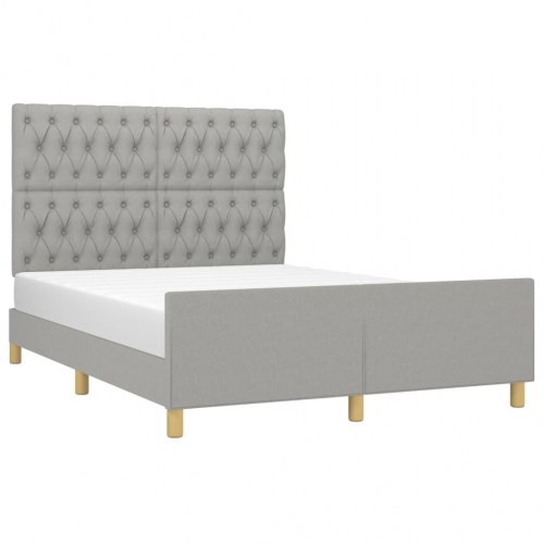Sengeramme med sengegavl 140x190 cm - stof, lysegrå
