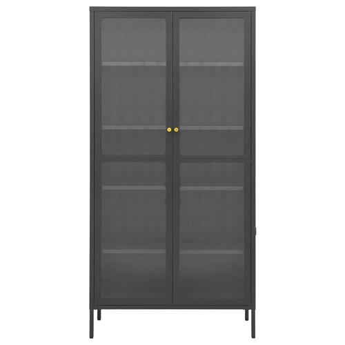 Udstillingsskab 90x40x180 cm stål og hærdet glas antracitgrå