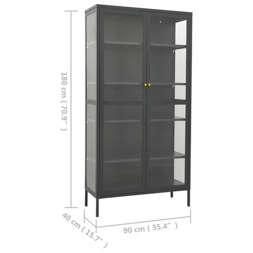 Udstillingsskab 90x40x180 cm stål og hærdet glas antracitgrå