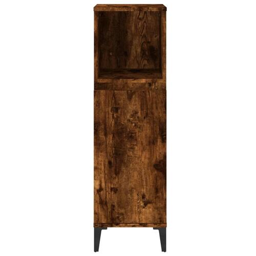 Badeværelsesskab 30x30x100 cm konstrueret træ røget egetræ