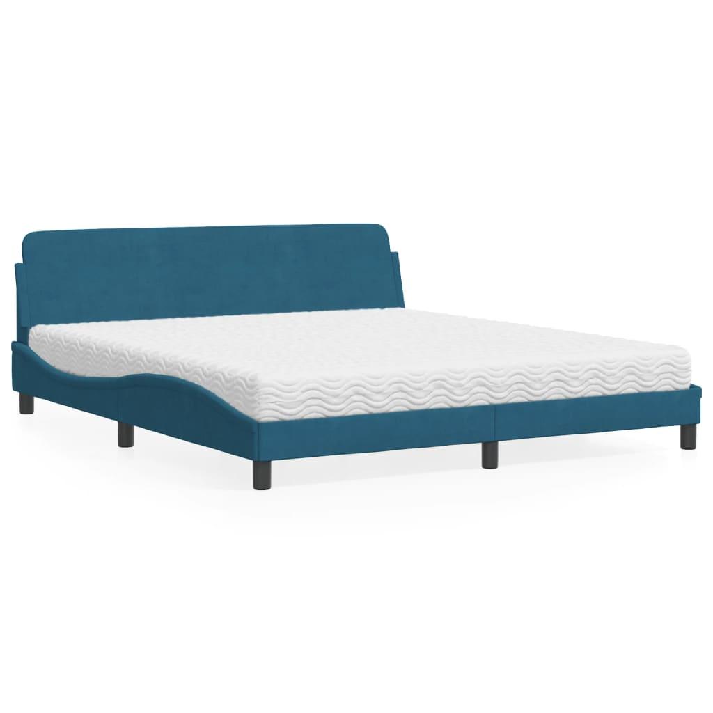 Seng med madras 180x200 cm velour blå