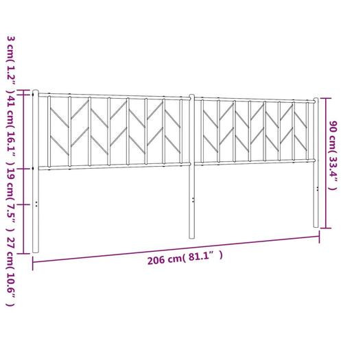 Sengegavl 200 cm metal hvid