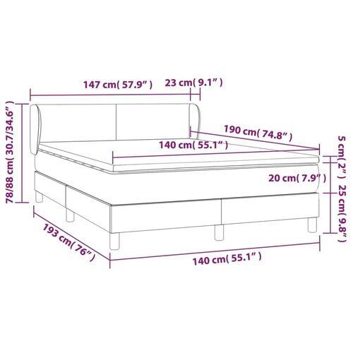 Kontinentalseng med madras 140x190 cm stof cremefarvet