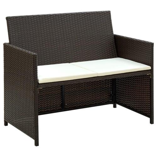2-personers havesofa med hynder brun polyrattan