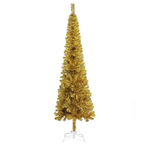 Smalt juletræ 210 cm guldfarvet