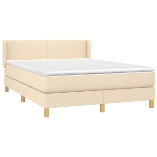 Kontinentalseng med madras 140x190 cm - stof, cremefarvet