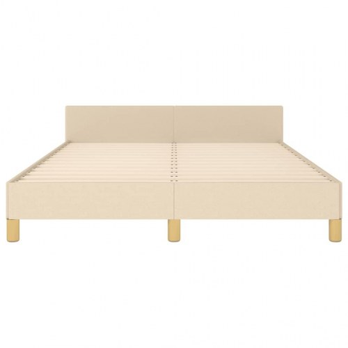 Sengeramme med sengegavl 140x190 cm - stof, cremefarvet