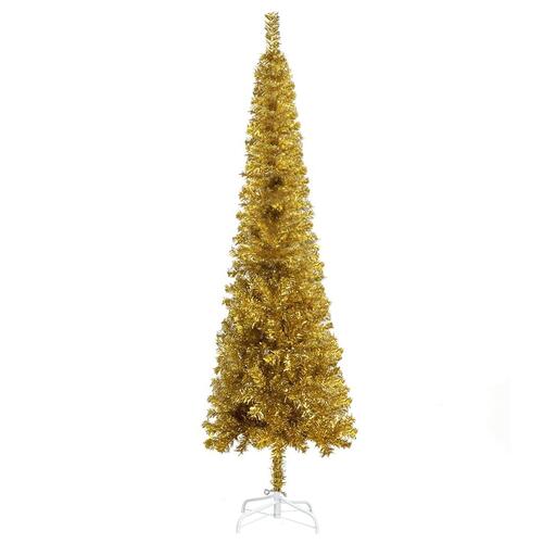 Smalt juletræ 240 cm guldfarvet