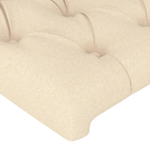 Sengeramme med sengegavl 140x190 cm - stof, cremefarvet