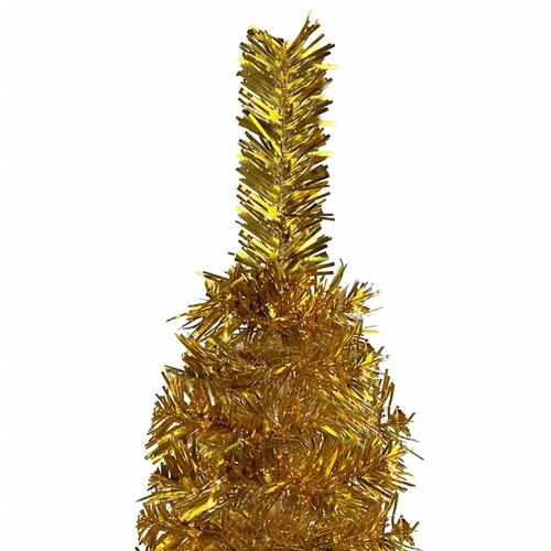 Smalt juletræ 240 cm guldfarvet