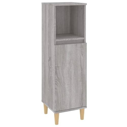 Badeværelsesskab 30x30x100 cm konstrueret træ grå sonoma-eg