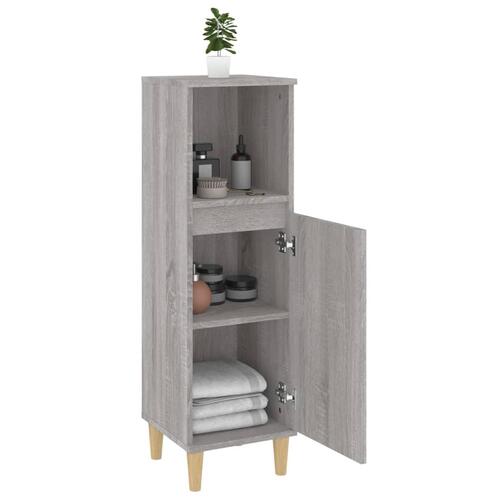 Badeværelsesskab 30x30x100 cm konstrueret træ grå sonoma-eg
