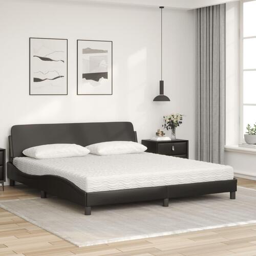 Seng med madras 180x200 cm kunstlæder sort