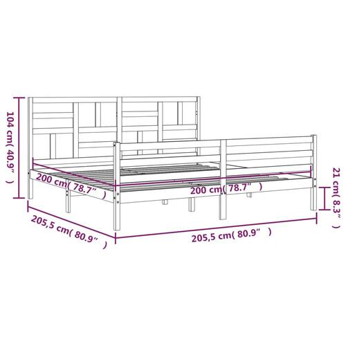 Sengeramme med sengegavl 200x200 cm massivt træ gyldenbrun