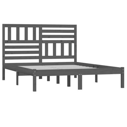 Sengeramme 135x190 cm dobbelt massivt fyrretræ grå