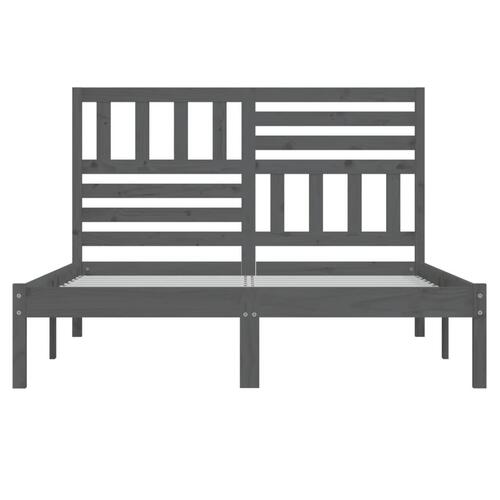Sengeramme 135x190 cm dobbelt massivt fyrretræ grå