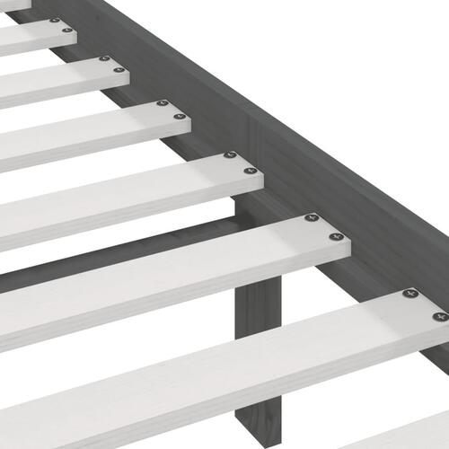 Sengeramme 135x190 cm dobbelt massivt fyrretræ grå