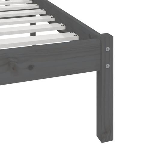 Sengeramme 135x190 cm dobbelt massivt fyrretræ grå