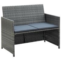 2-personers havesofa med hynder grå polyrattan