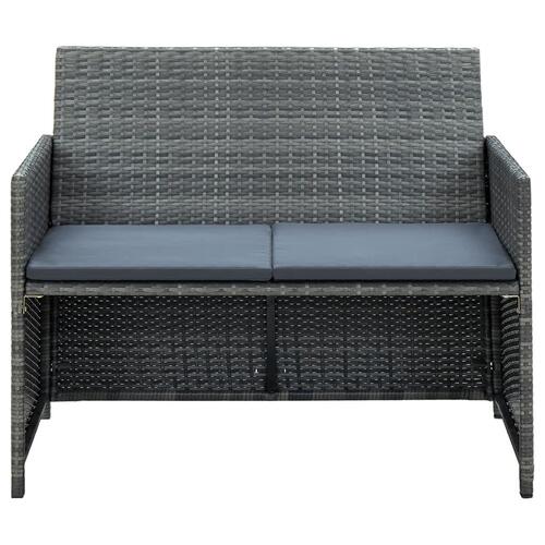 2-personers havesofa med hynder grå polyrattan