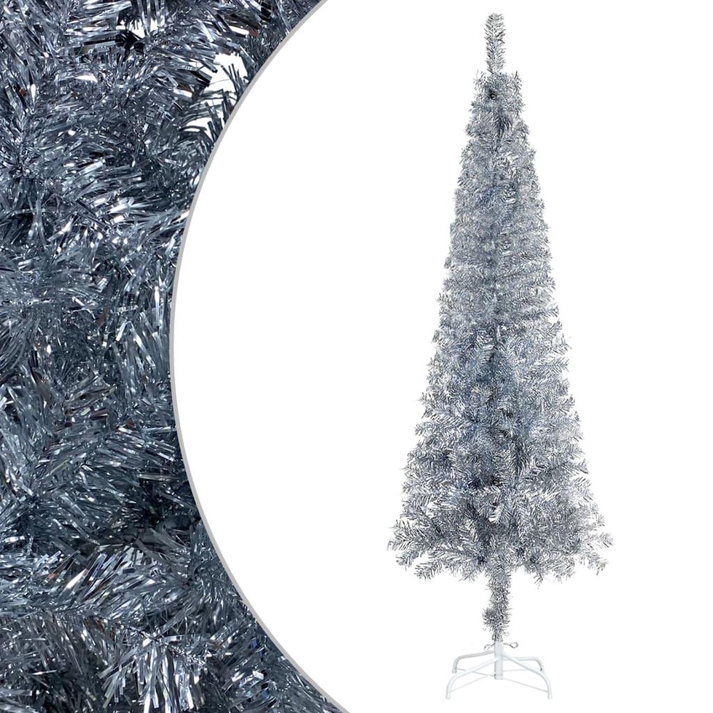 Smalt juletræ 120 cm sølvfarvet