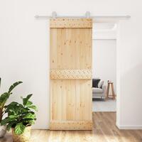 Skydedør med monteringssæt 80x210 cm massivt fyrretræ