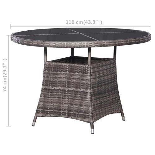 Havebord 110 x 74 cm polyrattan grå