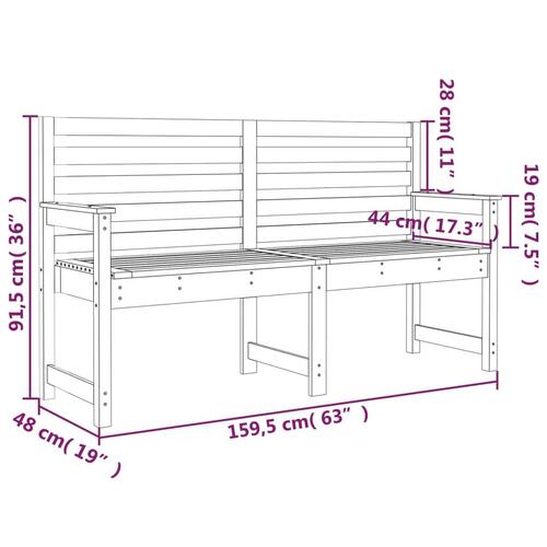 Havebænk 159,5x48x91,5 cm massivt douglasgran