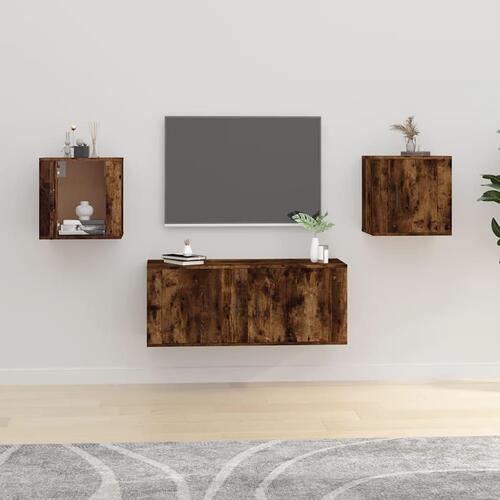 Væghængte tv-skabe 2 stk. 40x34,5x40 cm røget egetræ