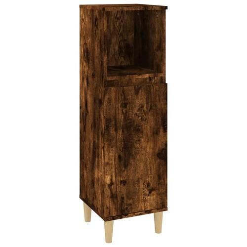 Badeværelsesskab 30x30x100 cm konstrueret træ røget egetræ