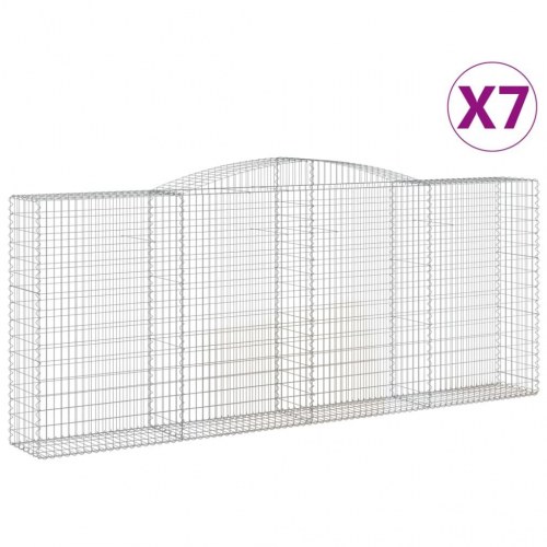 Buede gabionkurve - sæt med 7 stk., 400×50×160/180 cm, galvaniseret jern