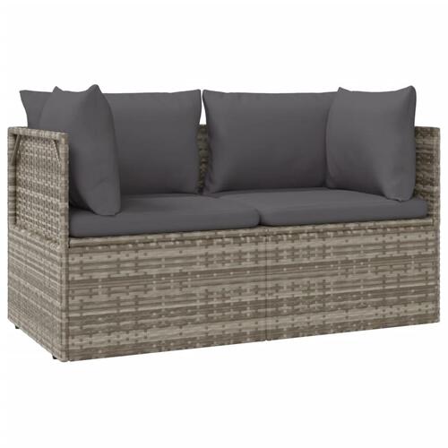 2-personers havesofa med hynde polyrattan grå