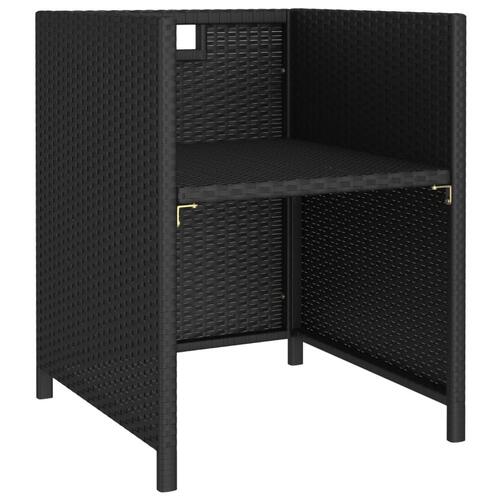 Udendørs spisebordssæt 6 dele med hynder polyrattan sort