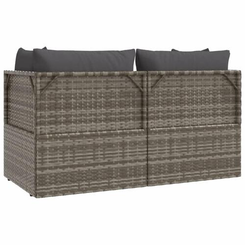 2-personers havesofa med hynde polyrattan grå