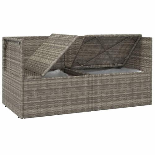 2-personers havesofa med hynde polyrattan grå